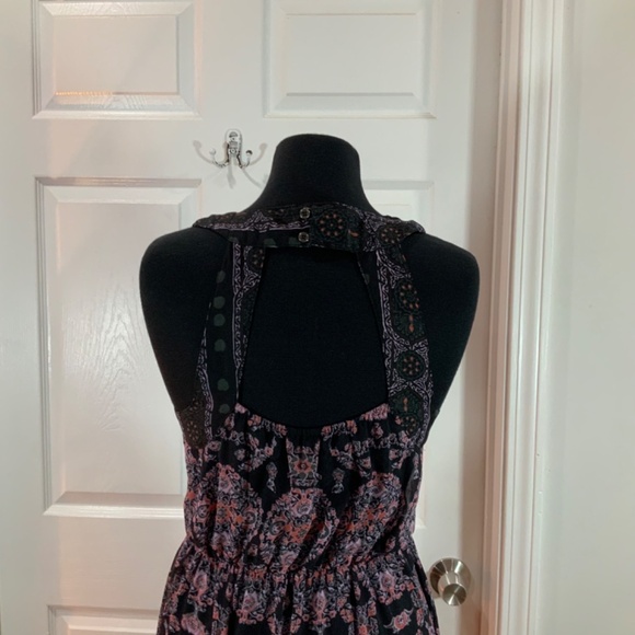 Free People Lace Boho Festival Moroccan Printed Yoke Maxi Dress Size 6 - Picture 9 of 12